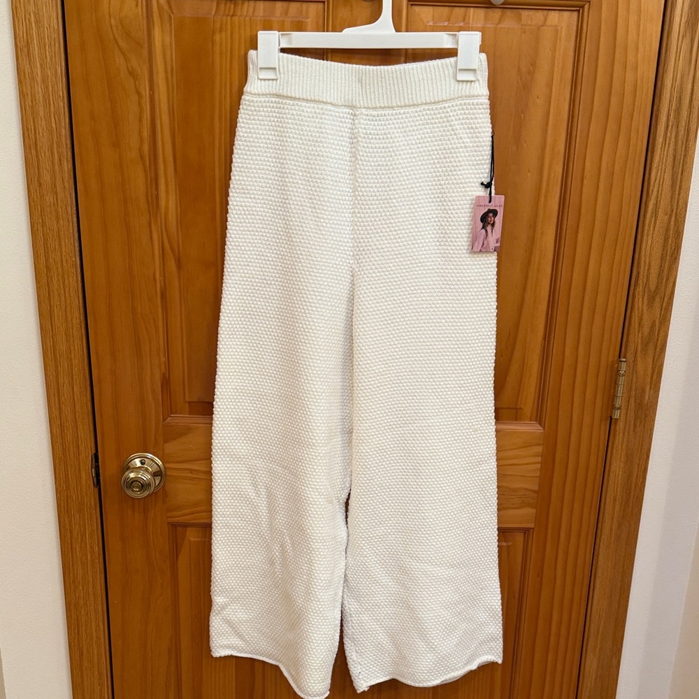 Sincerely Jules Cream Textured Knit Pants
